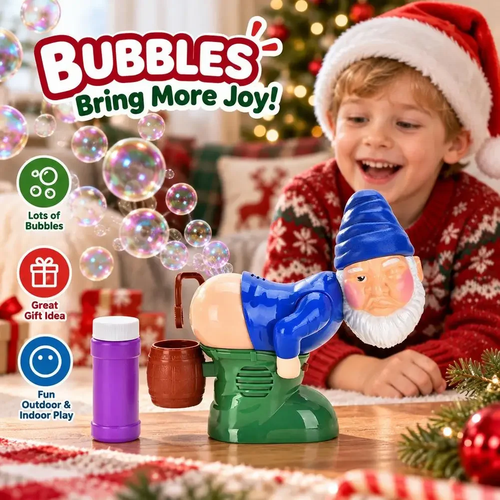 2026 Christmas Gnomes Farting Bubble with Music & Light Electric Fart Santa Novelty Xmas Gift for Boy Girls With Bubble Solution