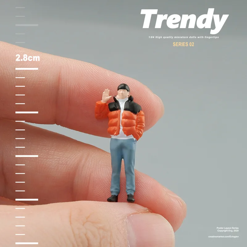1:64 Anime doudoune hommes Mini poupée Figure modèle miniature photographie accessoires scène modèle bricolage table de sable aménagement paysager ornement
