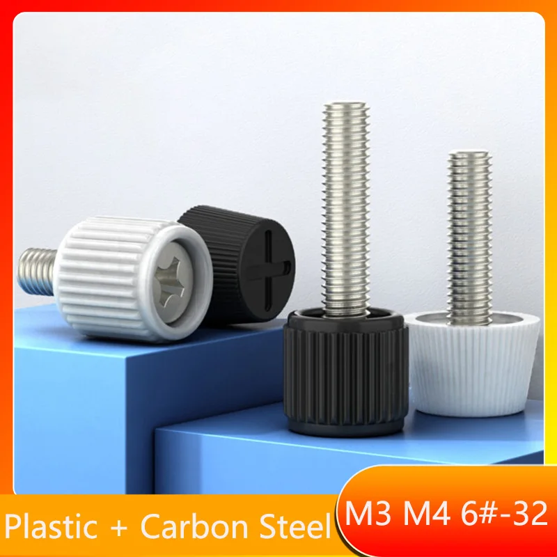 M3 M4 6#-32 Desktop Computer Case Screws Cross Phillips Handle Plastic Head Adjustment Screws Length：6-16mm