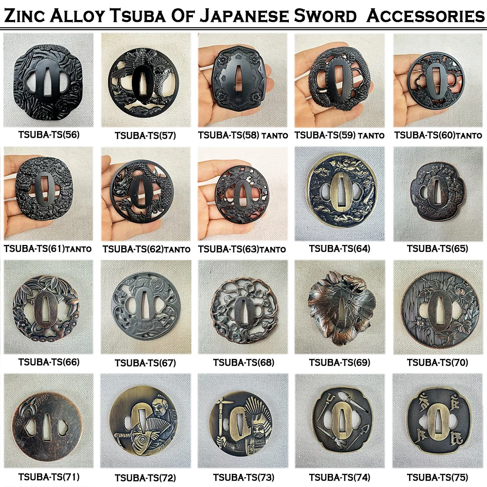 Koshirae - Small Size Alloy Tsuba, For Tanto, Teal Bronze Color, 20 Options, Tsuba, Guards of Japanese Swords,Wakizashi,Tanto
