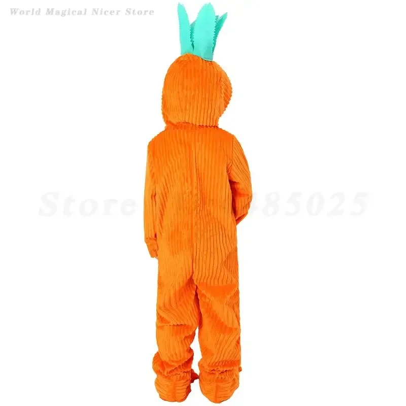 e,4;v'6\k/Funny Fruit Carrot Costume Children's Orange Jumpsuit Sleepwear Halloween Kid Carnival Party Vegetable Role 5;g'8.n/3\ view 4