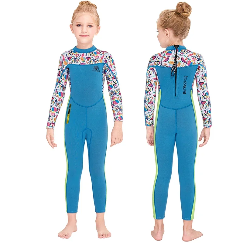 

Girls Boys Diving Suit 2.5MM Children's Wetsuit Long Sleeve One-Piece Swimsuit Thicken Warm Surfing Swimming Kayaking Snorkeling