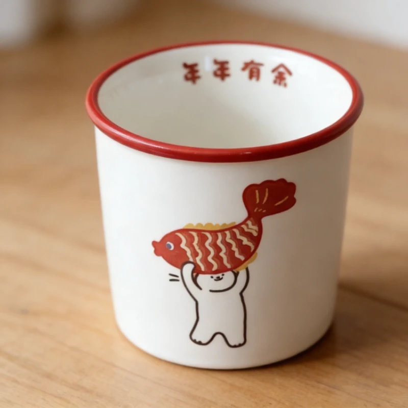 

Новогодний подарок: милая керамическая кружка с мультяшным карпом кои, элегантная офисная кофейная чашка, парные кружки для влюбленных, изысканный подарок для дома и работы