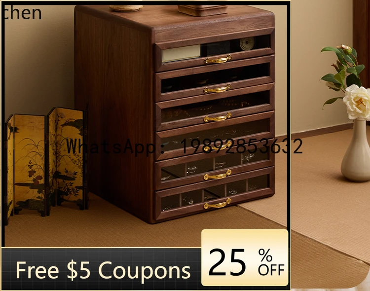 

T29 wooden tea set storage cabinet desktop multi-layer dust-proof Wenwan bracelet storage box