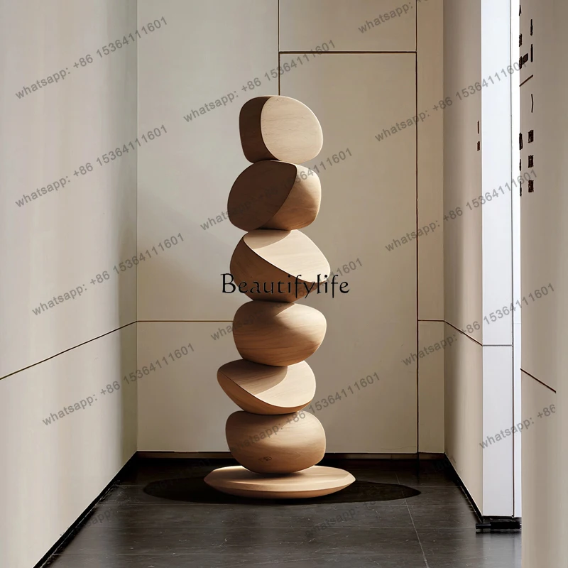 

D06**B & B Hotel Solid wood art sculpture Large floor-to-ceiling ornaments Entrance wood carving decorations