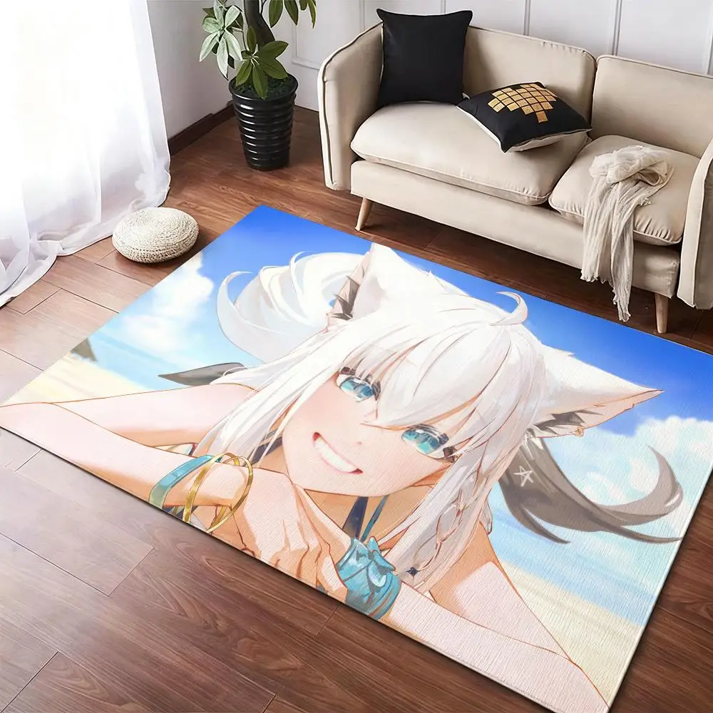 

S-Shirakami FubukiS cute Floor Mat Soft Thickened Non-Slip Door Mat for Living Room Home Decor Flannel Rugs