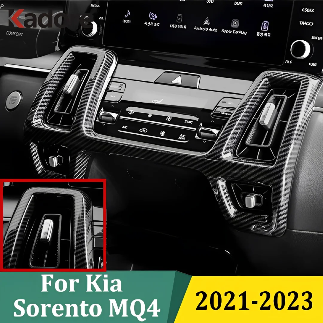 

For Kia Sorento MQ4 2021 2022 2023 Carbon Fiber Center Console Air Conditioning Vent AC Outlet Cover Trim Stickers Accessories