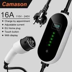 Camason-Carregador EV Portátil, Estação de Carregamento, Terminal para Veículo Elétrico Adulto, Carro, UE, Monofásico, Home Plug, Tipo 2, 3.5kW