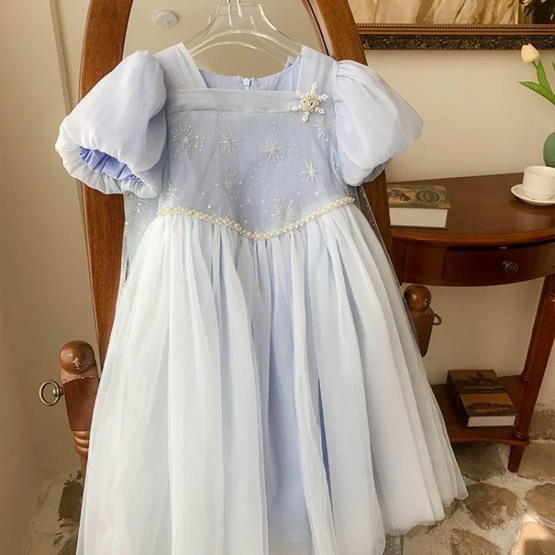 Girls' Elsa Shining Princess Dress Summer Dress Cinderella Fashionable High end  Birthday Dress For Children Gifts