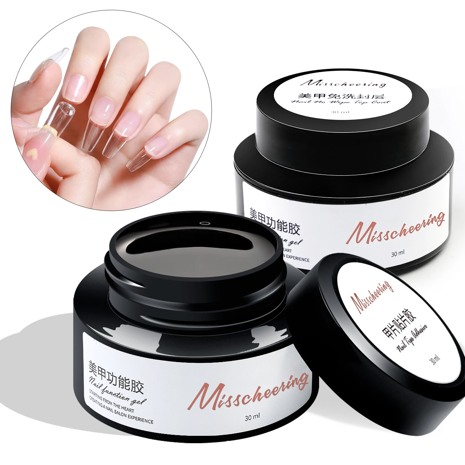 30ml / słoik Przezroczysty diamentowy żel do paznokci do wzmacniania żelu do przedłużania żelu bazowego / wierzchniego Soak Off UV LED Gel Nail