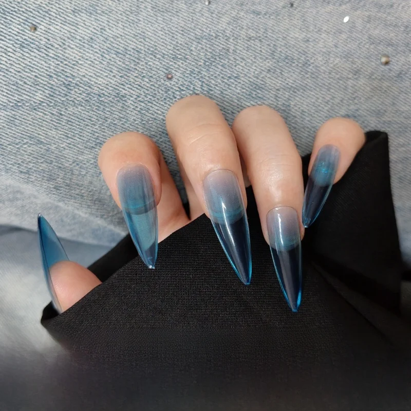 

Blue een adient Длинные дуповые типсы для ногтей Накладные ногти Трансграничные Sle Spicy Girl Носимые накладные ногти Ele Nail Art Stickers