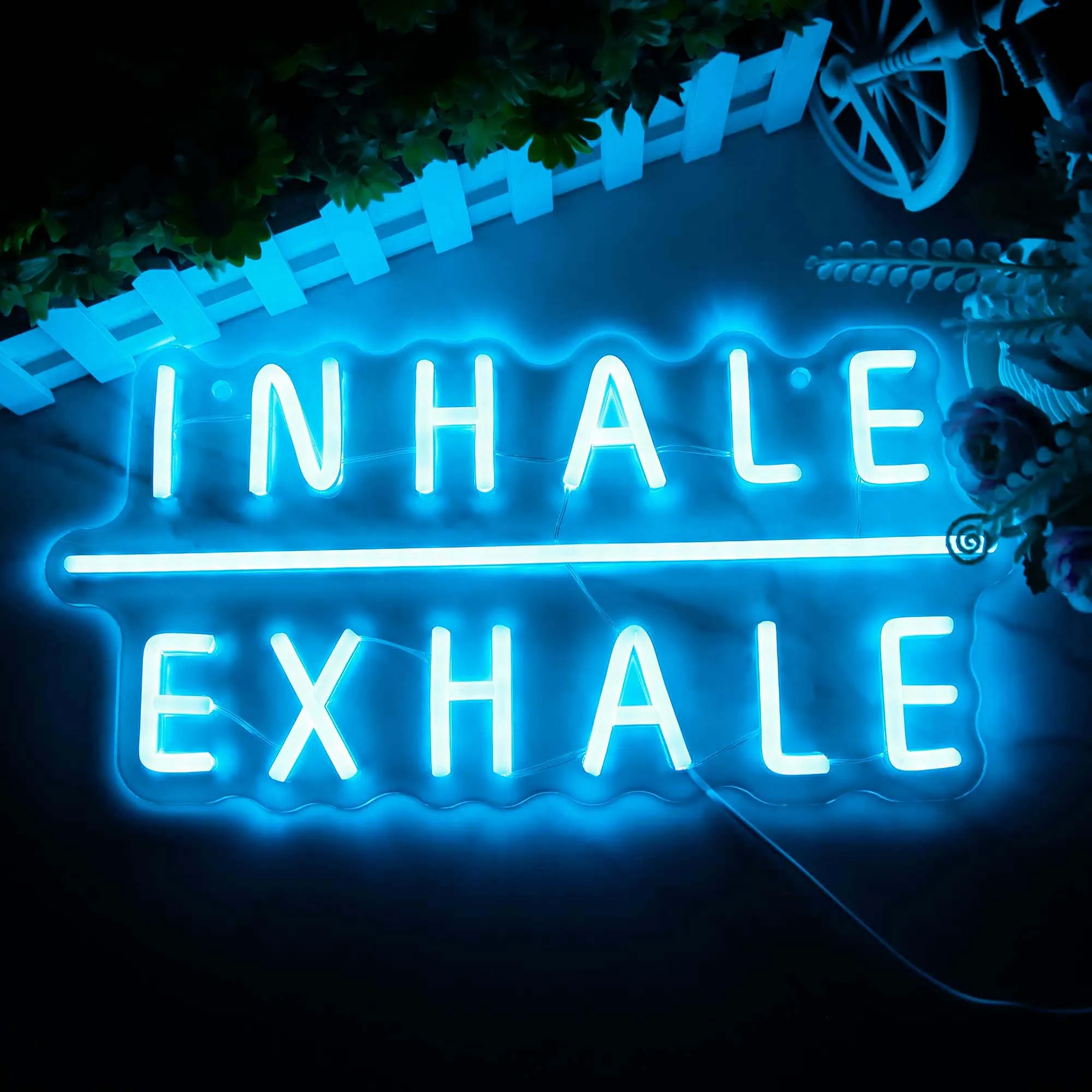 Inhale Exhale Neon Light Yoga Room Aesthetic Restaurant Living Spa Bedroom Room LED Sign Decoration Wall Lamp