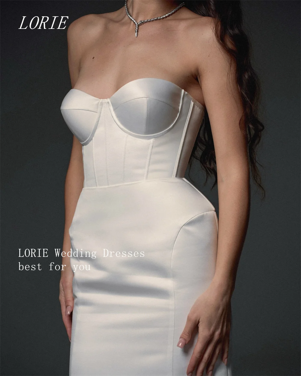 LORIE فستان زفاف فاخر حورية البحر بسيط بدون حمالات الخصر Cinching فساتين زفاف بدون أكمام ثوب زفاف مخصص 2026