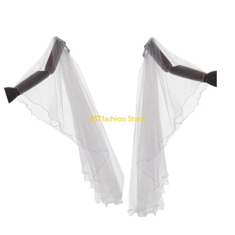Y5GC VICTORIEN VICTORIAN Long Tulle Gants Sleeves détachables en mousseline mousseline pour fête mariage Renaissances