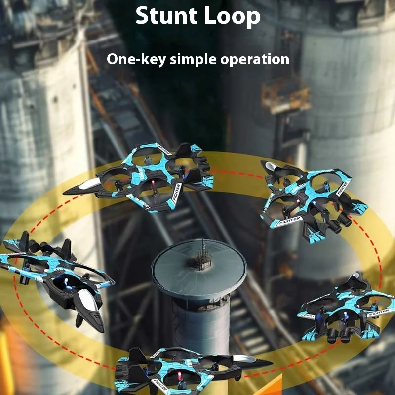 K500Max Fighter Jet Quadcopter Drone Stunt Light RC Avião Quatro Canais Hovering Alta Altitude Rolling Efeitos Especiais