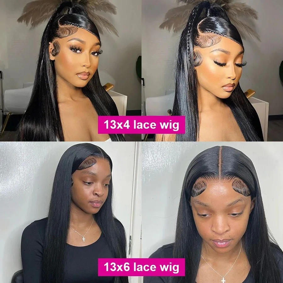 40 นิ้วตรงลูกไม้ด้านหน้าวิกผมผมมนุษย์ความหนาแน่น 200 13x4 HD โปร่งใสผมมนุษย์วิกผมลูกไม้ด้านหน้าด้านหน้าสําหรับผู้หญิงธรรมชาติสี