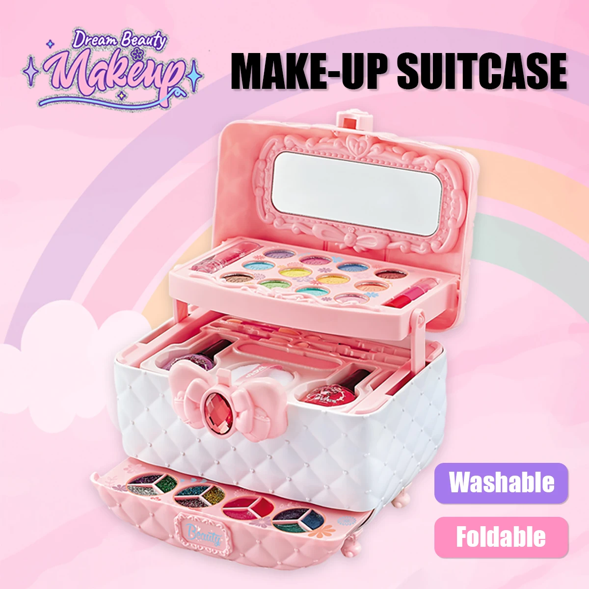 

Детский набор косметики для девочек «Принцесса», настоящий, смываемый, для ролевых игр, с зеркалом, нетоксичный и безопасный, подарок на день рождения