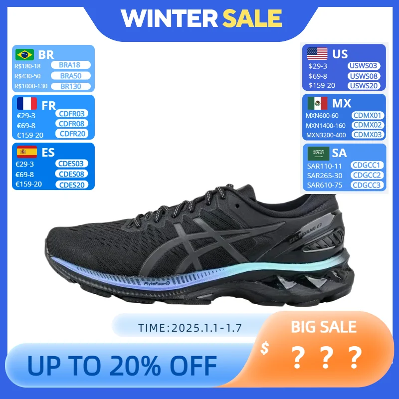 Asics Gel Kayano 27 scarpe da corsa da uomo originali cuscino nero Gel Kayano 27 K27 Sneaker da uomo traspirante Sport Shose