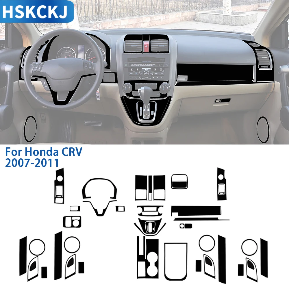 

For Honda CRV 2007-2011 Accessories Carbon Fiber Car Interior Central Control Grar Door Storage Panel Full Set Trim Sticker