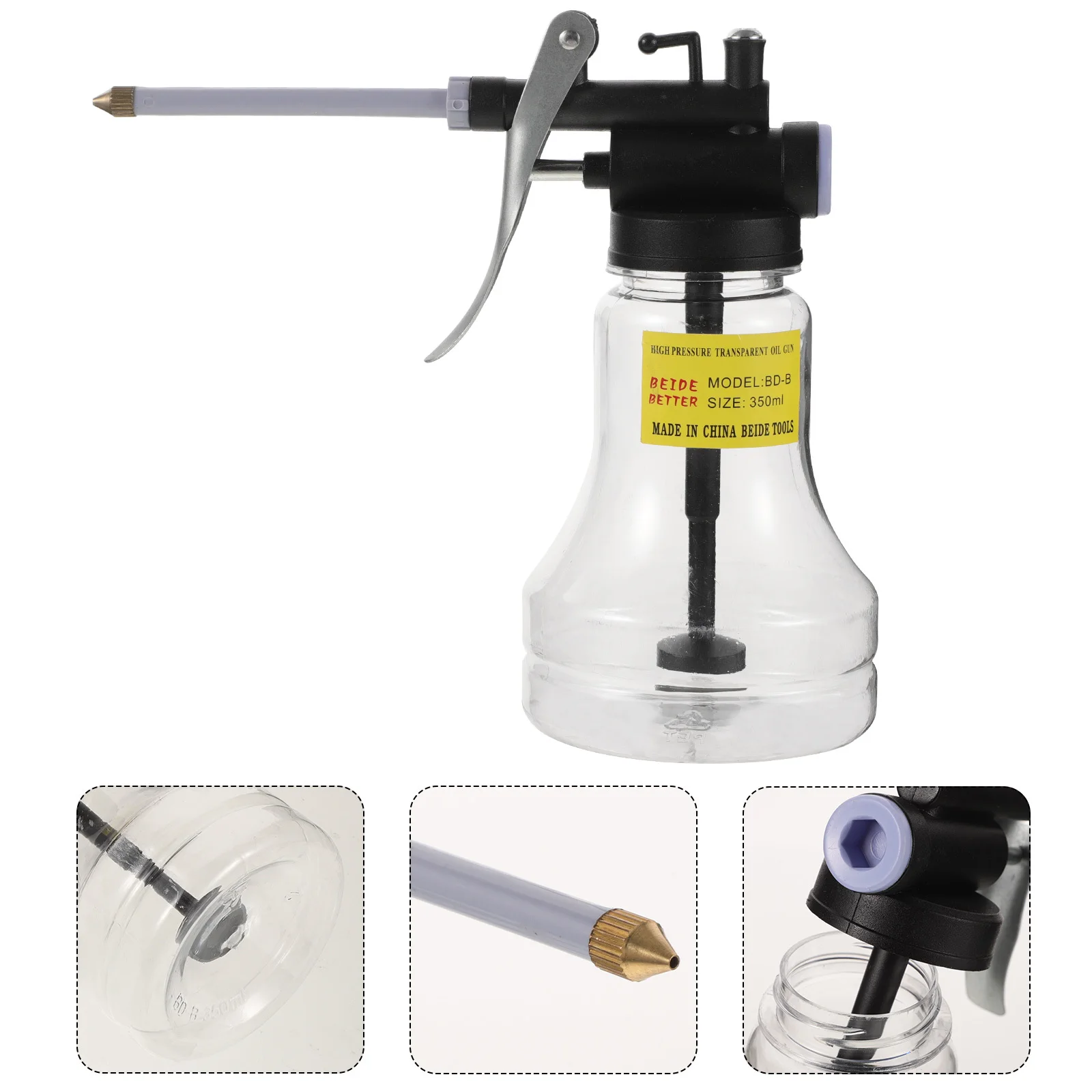 Dispensador de bomba Manual de lata de engrase de alta presión, plástico de ingeniería resistente para máquina, reparación de automóviles, boquilla de boquilla multiusos, 350Ml