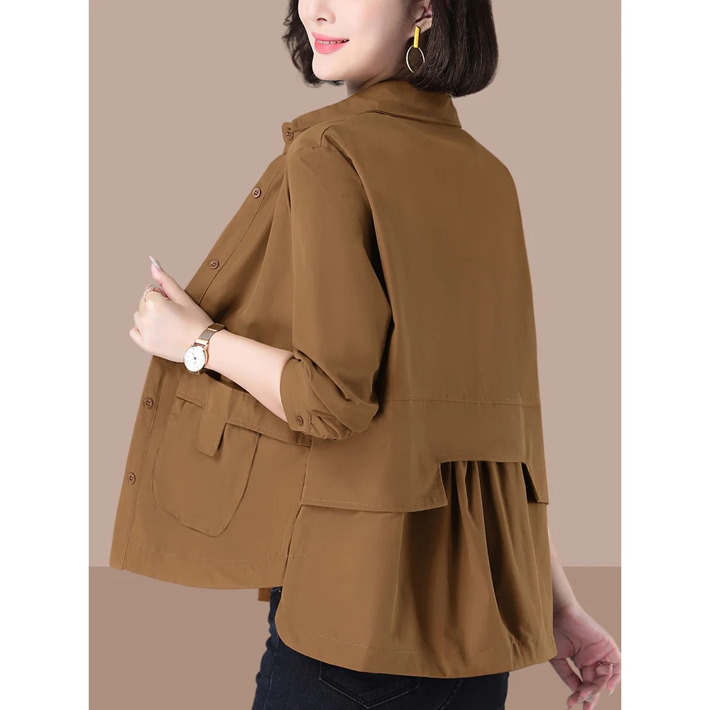 

Summer Thin Jacket Women Short Coat Spring Summer Middle Aged Female Loose Cardigan Shirts Large Size Sunscreen Windbreaker 4XL