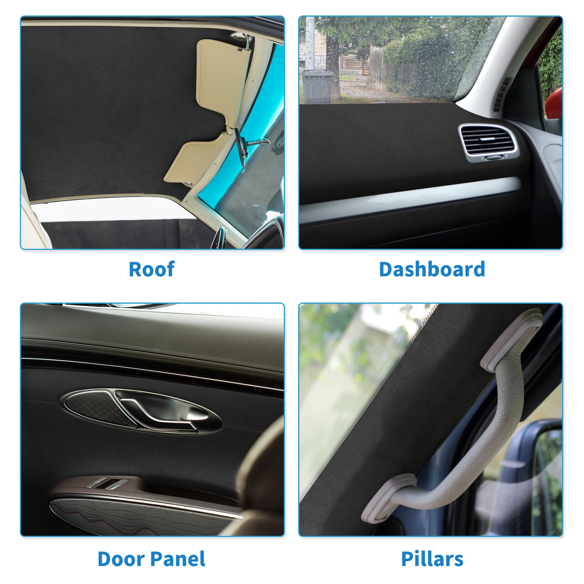 UXCELL 150G Headliner Fabric 3mm Foam Backing Interior Trim DIY Roof Repair Replacement Suede Fabric Black 137x145cm 183x145cm