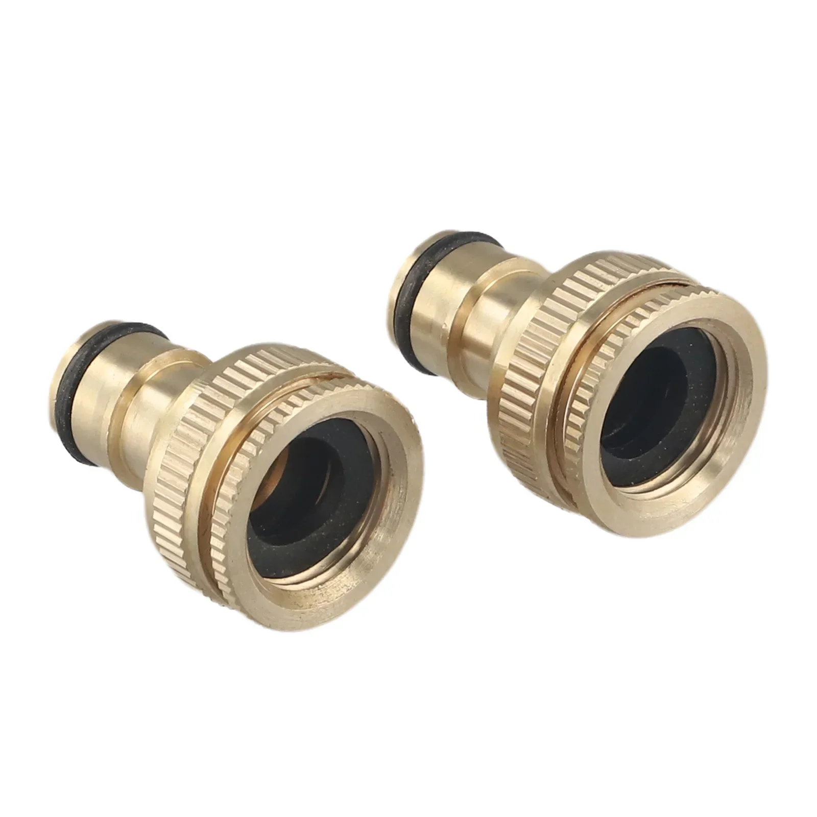 Garden Faucet Fitting Adaptor Brass Gold Universal Hose Tap Connector 1/2\'\' & 3/4\'\' Female Threaded Faucet Adapter