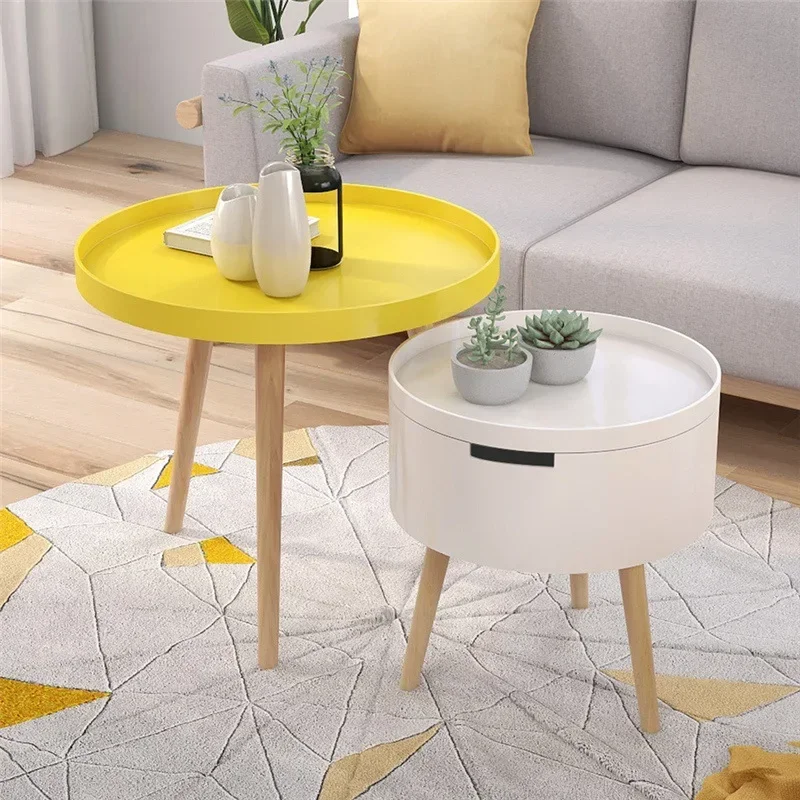 

z Coffee Table with Storage Barrel, Pine Wood Legs, surrounding Edge Tray Top