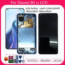 AMOLED For Xiaomi Mi 11 M2011K2C M2011K2G Lcd Display Digital Touch Screen with Frame for Xiaomi Mi11