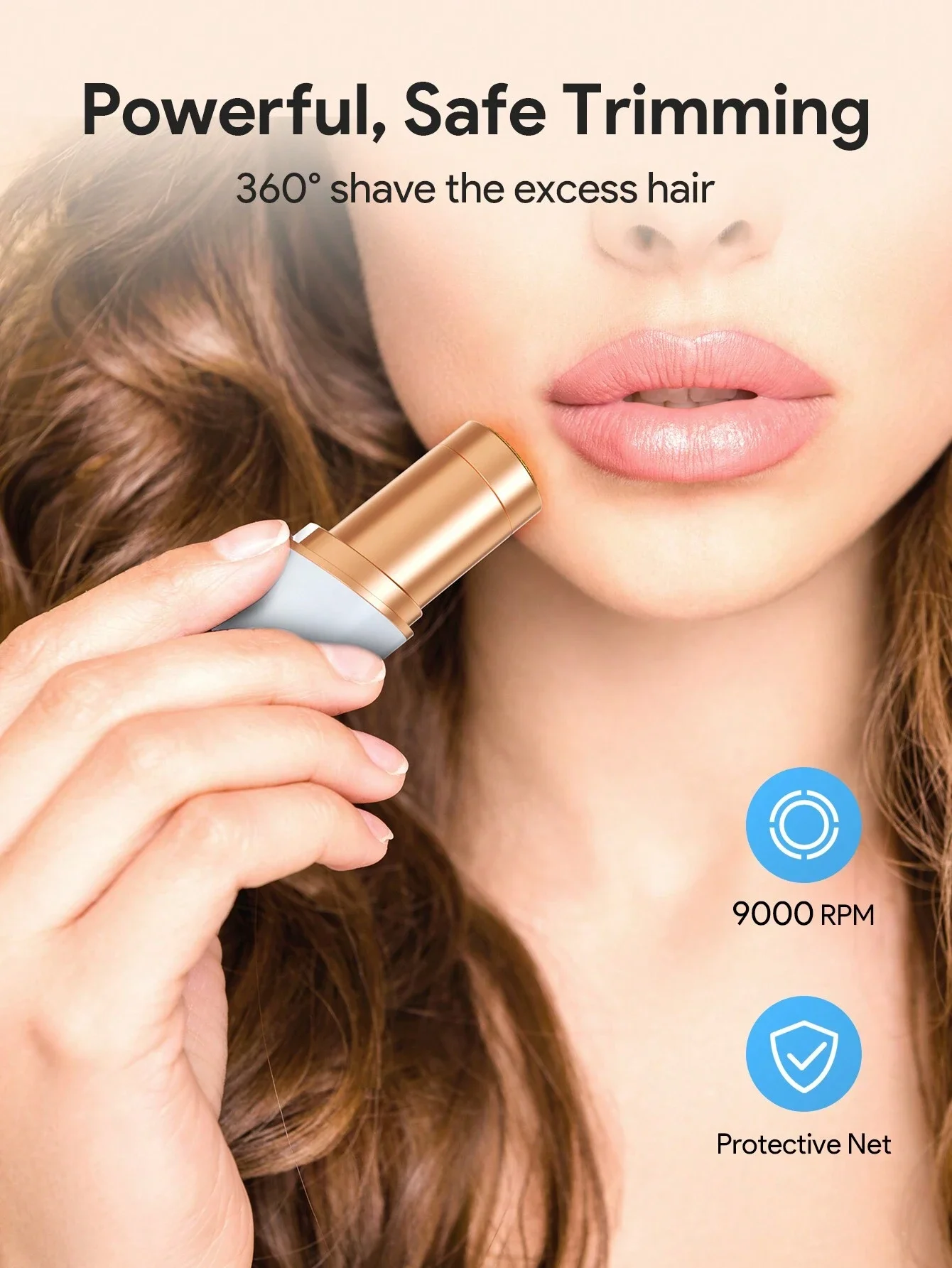 Teckwe Facial Hair Removal,Epilator Face Hair Removal Lipstick Shaver,Face  For Women Facial Hair Lipstick-Sized,Facial Hair Rem