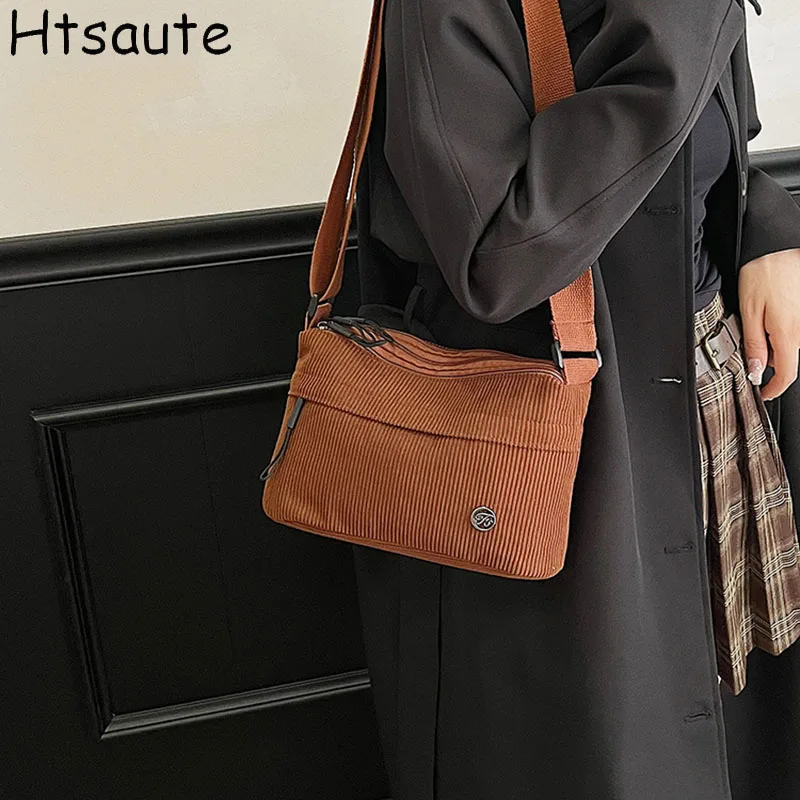 

Усовершенствованные женские сумки в стиле ретро, новая текстурированная вельветовая сумка через плечо большой вместимости, дорожная сумка-тоут bolsos