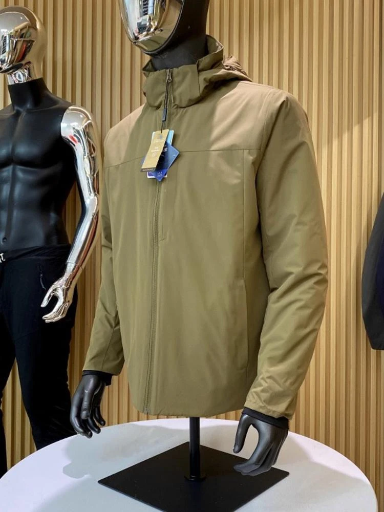 

High-End Lightweight Tech Men's Thiened Puffy Warm Outdoor Collar Cotton Jaet Trendy Stand Fit Polyester Fiber Hooded