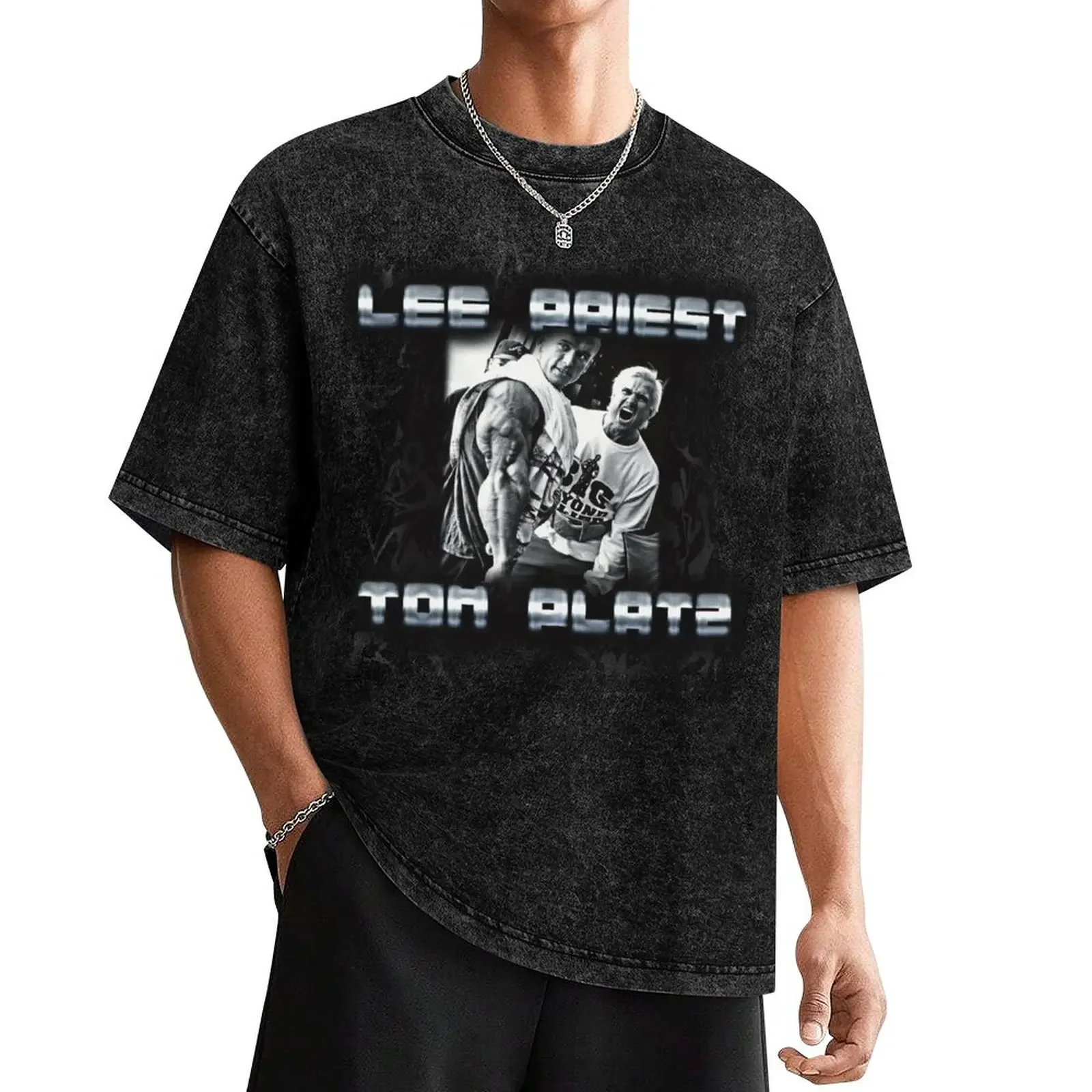 

Lee priest and Tom Platz Bootleg Print T-Shirt plus size tops cute clothes mens graphic t-shirts big and tall