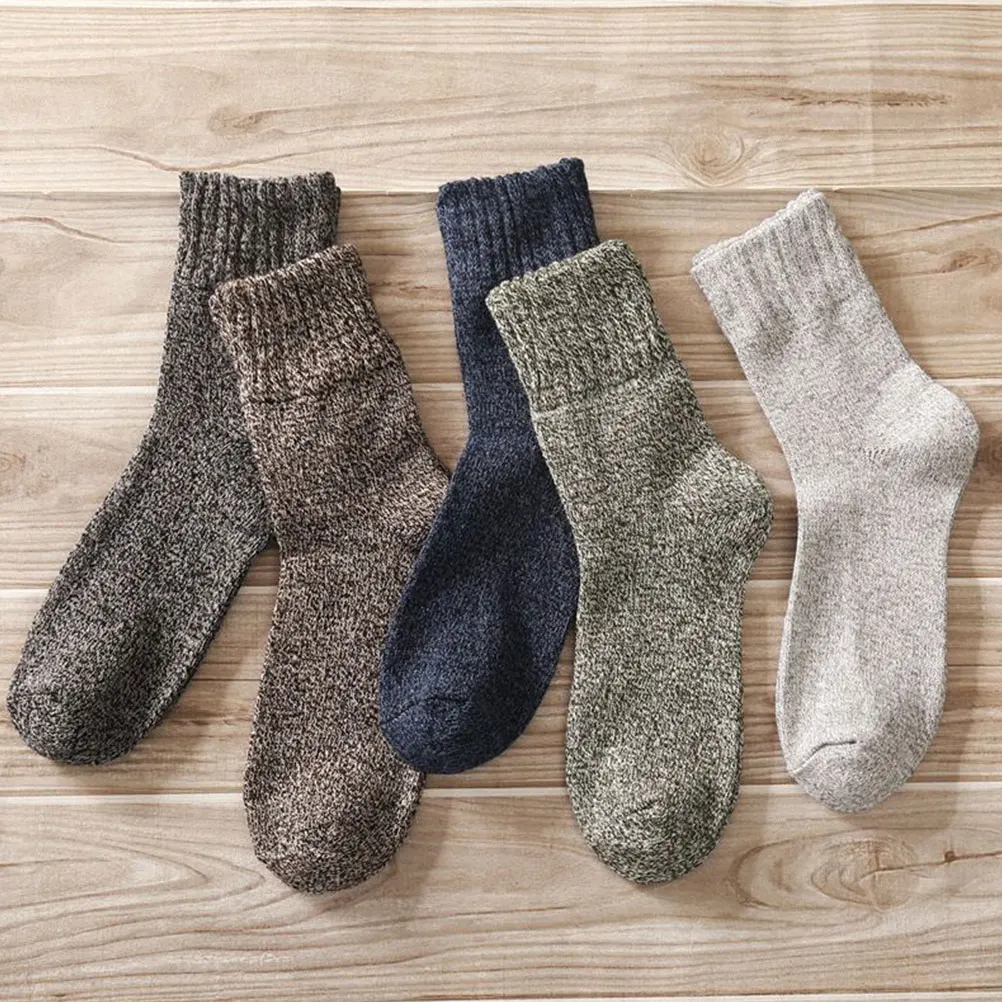 

5 Pairs Thick Socks Warm Socks For Men Men Winter High Ankle Black Gray Light Green Long Stockings Thermal