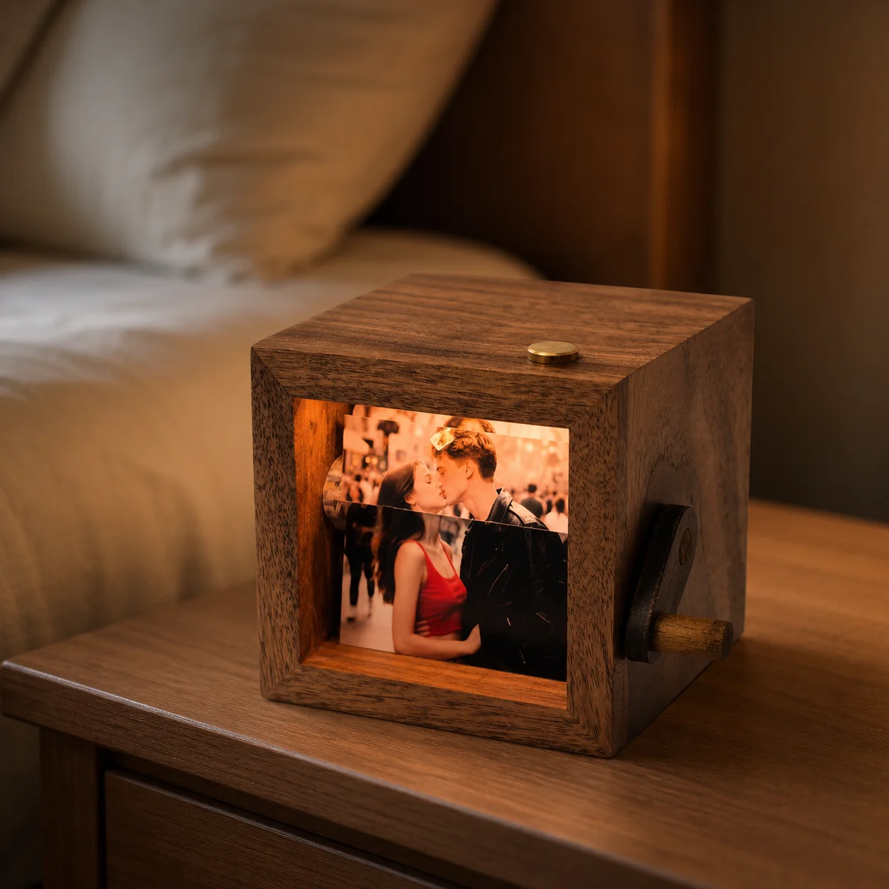 Custom Flip-Page Photo Frames Personalized Wooden Hand-Cranked Animated Flip-Page Photo Albums Memorable Gift For Your Loved One