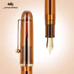 JINHAO-9016アクリル万年筆、透明な白いスピンステーショナリー、オフィスおよび学用品、ライティングインクペン、35mm