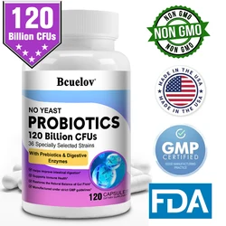 Bcuelov Probiotics 120 Billion CFU - 36 Strains with Prebiotics & Digestive Enzymes for Intestinal Digestion and Immune Support