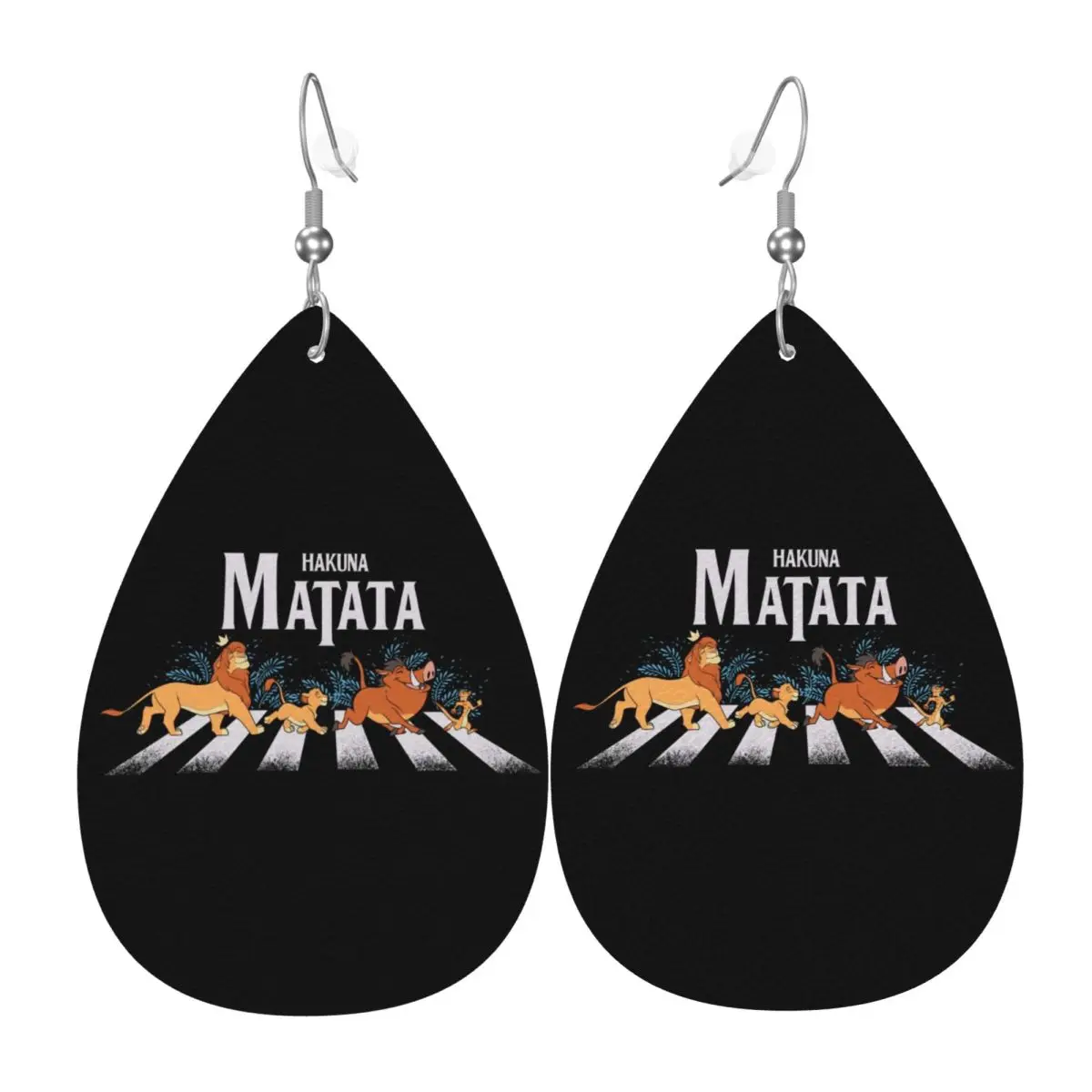

Custom The Lion King Leather Teardrop Earrings for Women Leather Earrings Fashion Lightweight for Parties Holidays