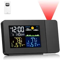 Digital Atomic Alarm Clock Color LCD Display Weather Station Radio Control Projection Time Temperature Humidity Forecast Sensor