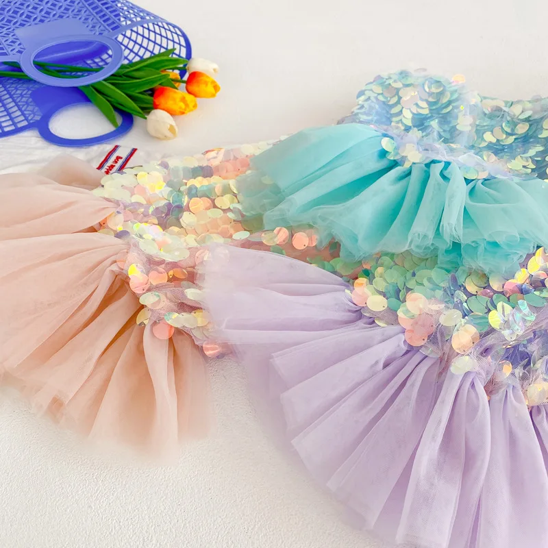 Baby Girl Mermaid Princess Sequins Tutu Skirt Fish Tail Mermaid Hip Skirt Mom Kid Family Matching Clothes Fancy Party Costume