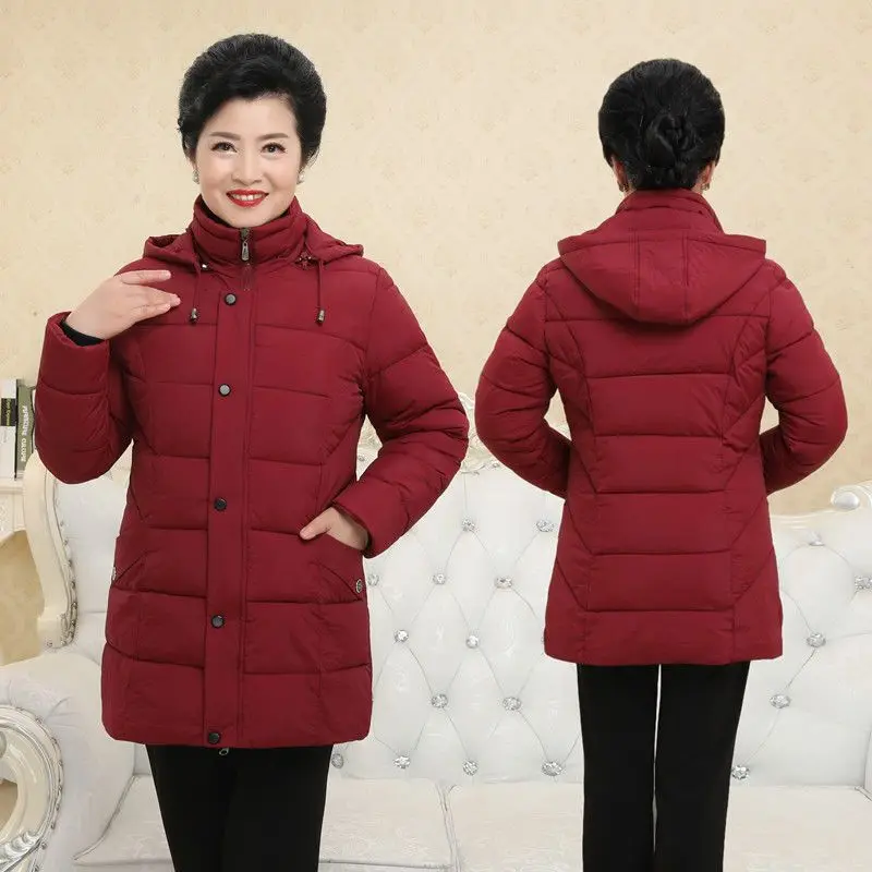 

Women Winter Cotton-padded Jacket Casual Neck Thicken Pocket Down Coat Loose Zipper Buttons Short Warm Cardigan Overcoat Q335