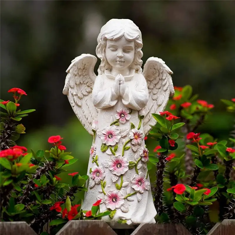 ABJI-Solar Garden Statue Angel Unique Housewarming Gift Crafts Ornaments Suitable For Terrace Garden Decoration view 4