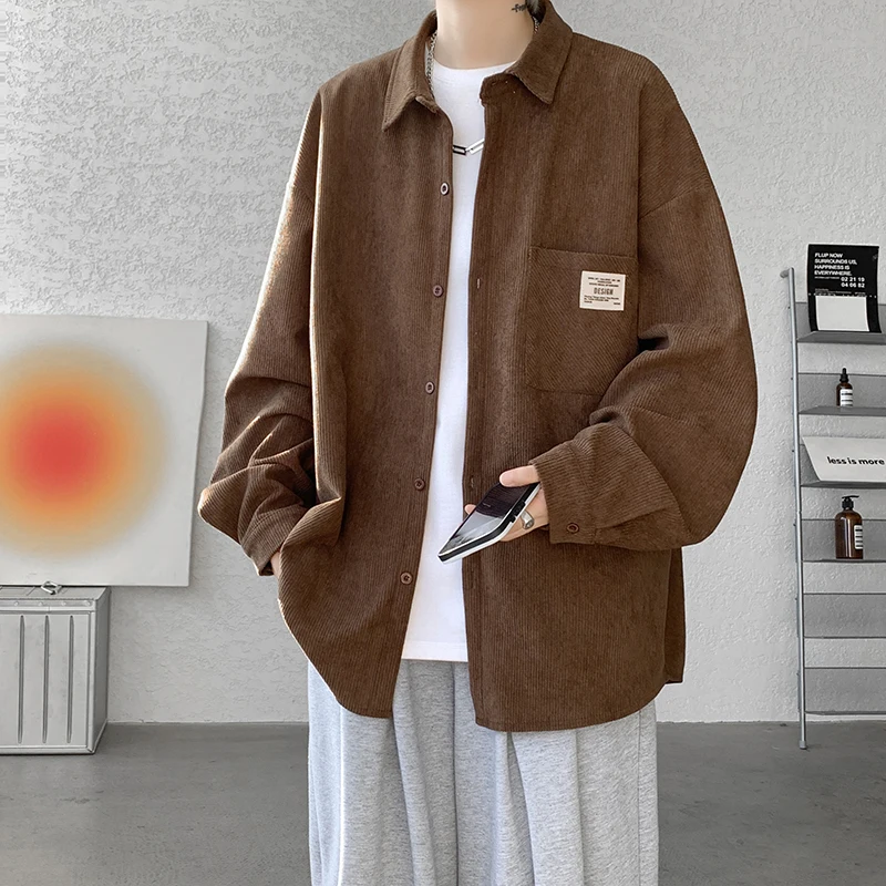 

Мужская вельветовая куртка с длинным рукавом, свободного кроя, в американском ретро-стиле, модная верхняя одежда от бренда Haome, большие размеры