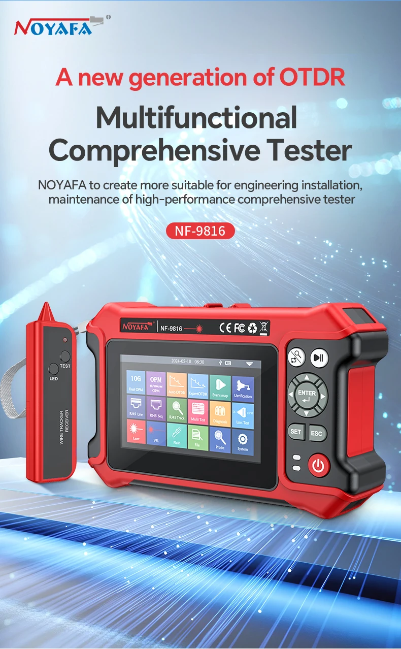 NF-9816 OTDR1310/1550nm Glasfaser 10G Dual OPM Multi-in-1 Optisches Zeitbereichsreflektometer mit OPM OLS VFL Map 6 Verkauft – Detail 1