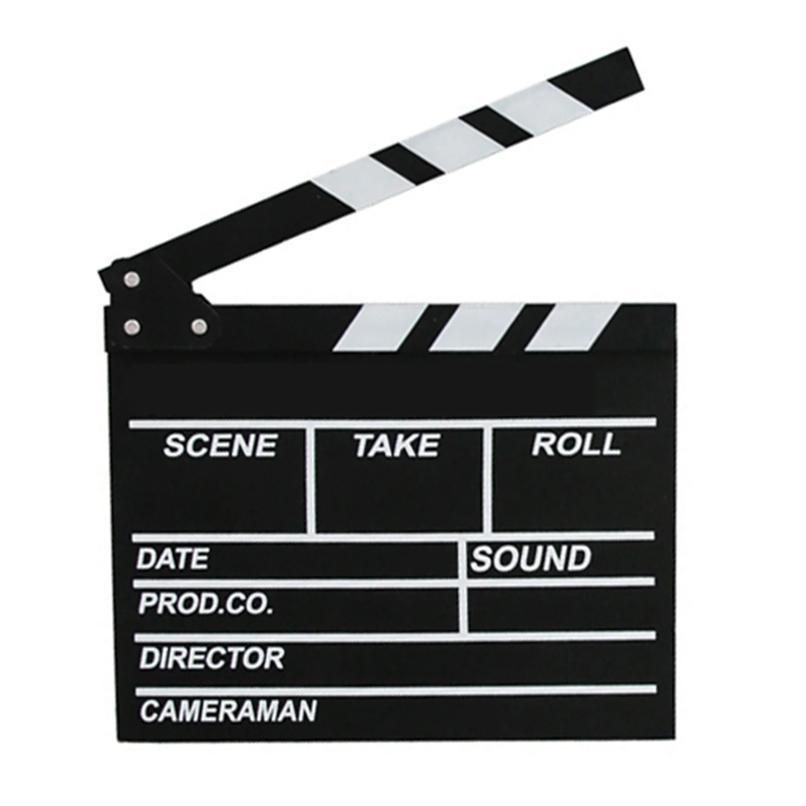 Film Clapboard 20 x 20 cm, droog uitwisbaar, zwart houten clapboard voor regisseurs, houten film clapboard
