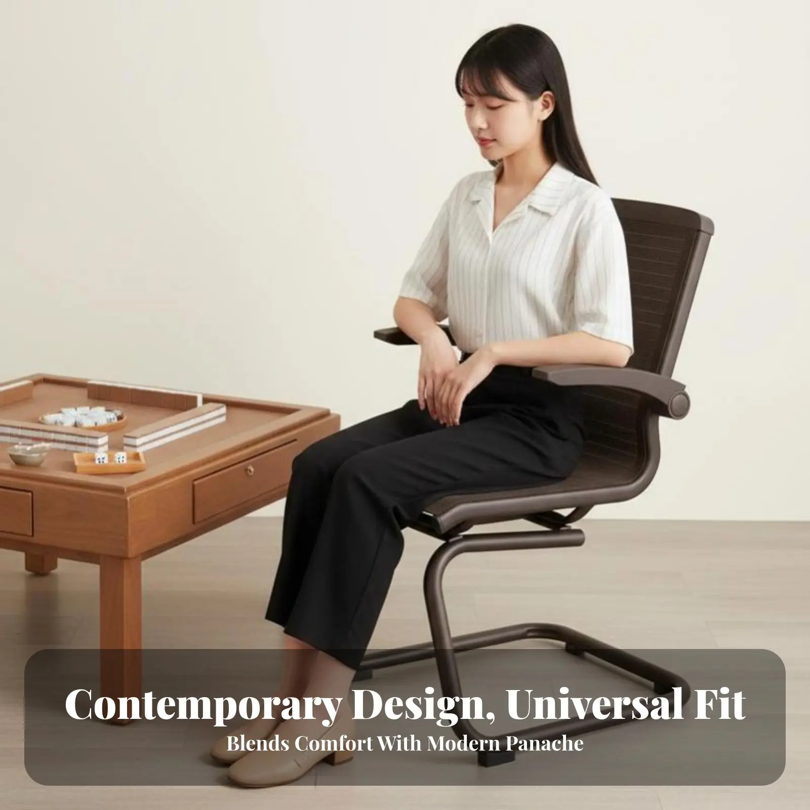 Cadeira Dobrável com Corda Elástica, Design Ergonômico, Rodízios para Movimentação Sem Esforço