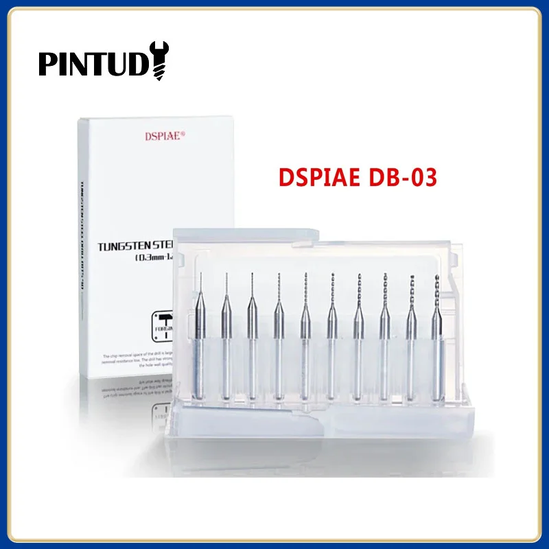 DSPIAE DB-03 드릴 비트 텅스텐 스틸 콤보 세트, 모델 도구 실버 수공구, 취미 액세서리, 0.3-1.2mm, 세트당 10 개