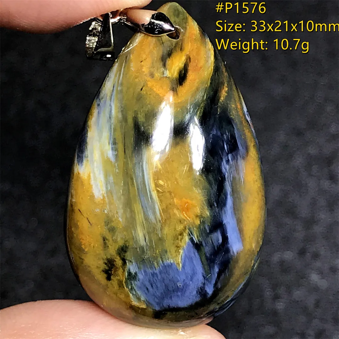 

Natural Yellow Blue Pietersite Stone Pendant Necklace For Women Men Gift Crystal Beads Silver Namibia Gemstone Jewelry AAAAA