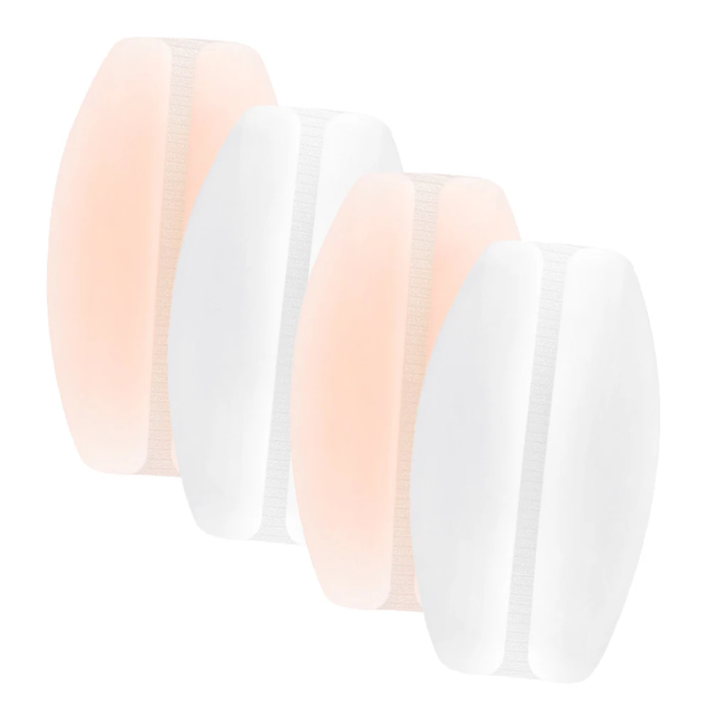 

4 Pairs Anti-slip Shoulder Pads Transparent Silicone Bra Strap Cushions Soft Comfort Non-skid Holders White Skin Color Underwear