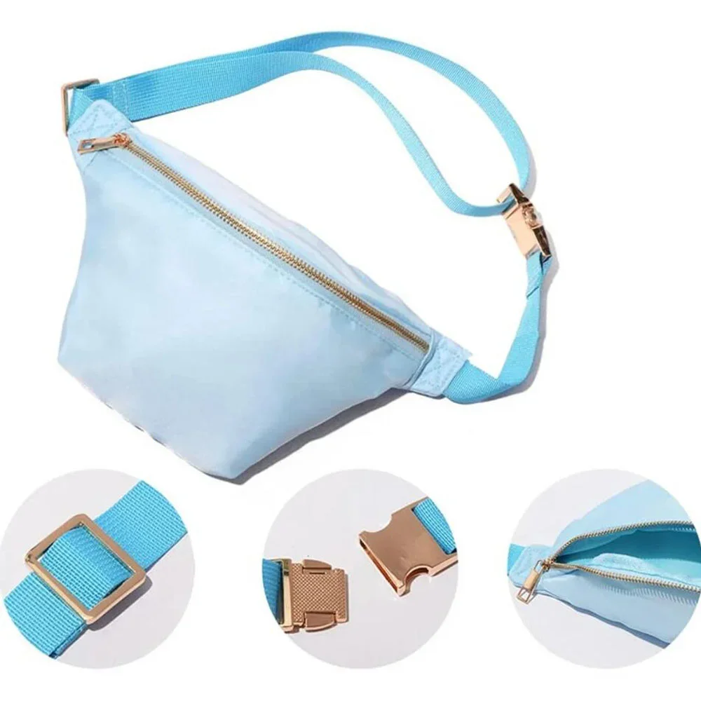 Candy Color Nylon Fanny Packs Women Fashion Letter Patches Waist Pack Female Casual Versatile Chest Bags Simple Cute Hip Pouch